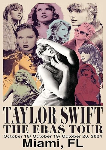 Poster affiche TAYLOR SWIFT The Eras Tour MIAMI, FL 2024 Classic Movie Original Film - Nail Gallerys