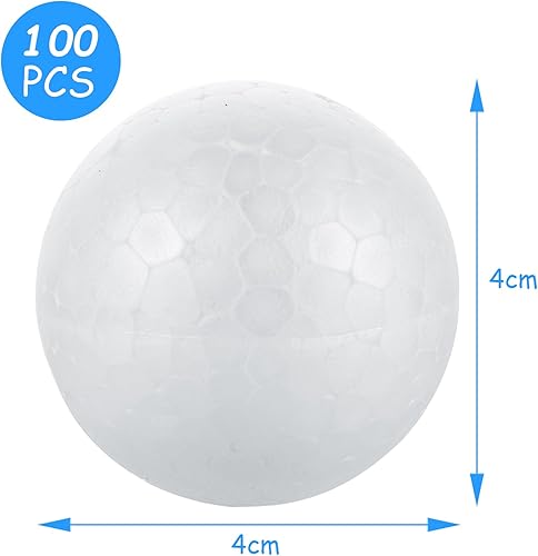 LOLYSIC Lot de 100 boules en polystyrène rondes de 4 cm faites à la main pour travaux manuels et peinture - Nail Gallerys