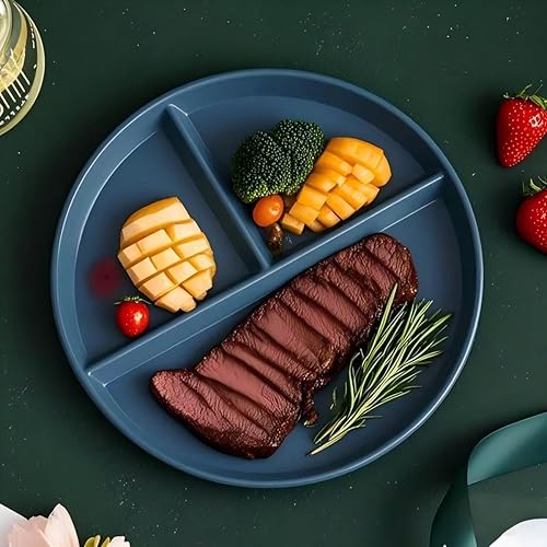 Lot de 4 assiettes à dîner divisées de 22,9 cm – Réutilisables et incassables pour adultes et enfants | Passent au micro-ondes et au lave-vaisselle, design de plat profond pour pique-niques et régimes - Nail Gallerys