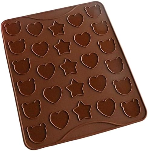 VIONNPPT Tapis de cuisson en silicone antiadhésif, résistant à la température de -40°C à 230°C, pour macarons, ours, cœur, étoile, meringue, 28,8 x 25,8 cm, Marron - Nail Gallerys