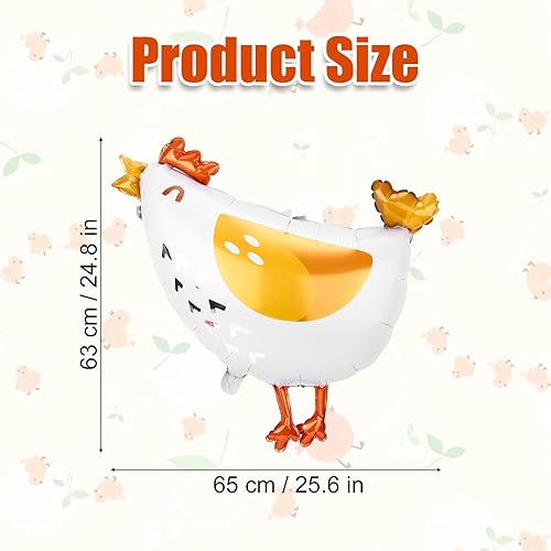 BOXOB 6pcs Ballons en Aluminium en Forme de Poulet, 65 x 63 cm Grands Ballons Animaux de la Ferme avec Pieds Décorations Créatives pour Anniversaire d'Enfant Baby Shower Fête à la Ferme - Nail Gallerys