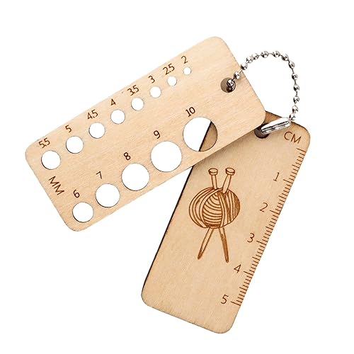 Fulenyi Jauge d'aiguille à tricoter rectangulaire en bois - Règle pour aiguilles à tricoter et à crochet - Nail Gallerys