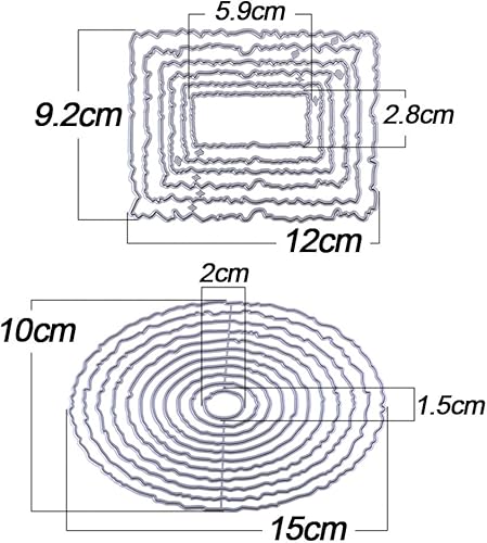 2pcs Matrice de Découpe Modèle en Forme d’llipse et Rectangle Ensemble en Métal Gaufrage pour Bricolage Album de Scrapbooking Décoration Mariage - Nail Gallerys