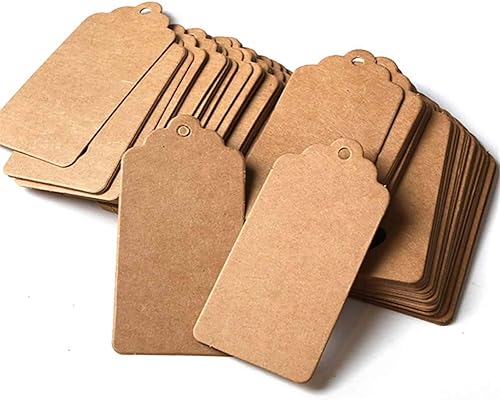 Keweni Lot de 100 étiquettes en papier kraft - étiquettes à suspendre avec 20 mètres de ficelle de jute naturelle pour cadeaux, mariage, Saint-Valentin - 3 x 5 cm - Nail Gallerys