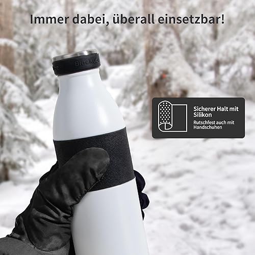 Blackube Bouteille isotherme, 500 ml, avec anneau en silicone antidérapant, en acier inoxydable, sans BPA, anti-fuite, pour le sport, l'école, le fitness, l'extérieur, le camping - Nail Gallerys