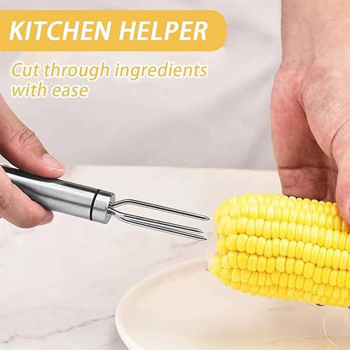 GHPKOTW 2X Fourchette À Pommes De Terre En Robe Des Champs Avec 3 Dents, En Acier Inoxydable 430, Réutilisable Comme Pique À Maïs, Aide À L'Épluchage (Acier Inoxydable) - Nail Gallerys