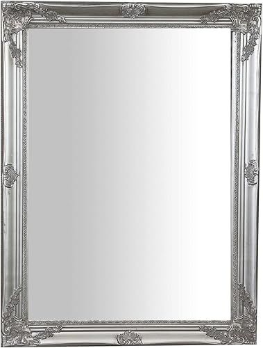 Biscottini International Art Trading Miroir Mural 80 x 60 x 3 cm Made in Italy/Miroir Shabby Chic/Miroir Salle de Bain Couleur Argent Antique/Miroir Mural Vintage - Nail Gallerys
