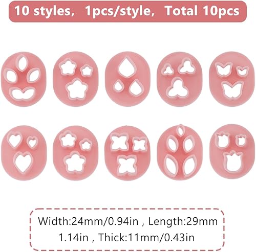 HOBBIESAY 10 styles emporte Pièce en Pâte Polymère pour la Fabrication de Boucles D'Oreilles Mini Fleurs Feuilles Cœurs et Papillons Outils pour la Fabrication de Bijoux et de Boucles D'Oreilles - Nail Gallerys