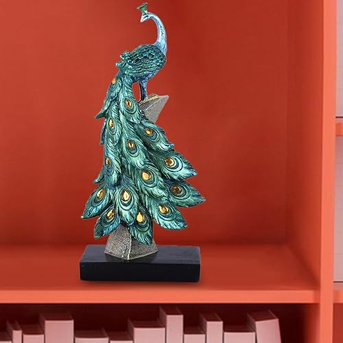 Folpus Statue de Paon Décorative Décor à La Maison pour l'art Sculpture Figurine de Paon pour La Décoration de Table D'armoire, Bleu S - Nail Gallerys
