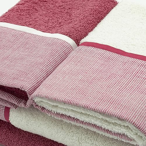 Creole Riga Lot de 4 Serviettes de Bain Coton Blanc/Gris 2+2 - Nail Gallerys