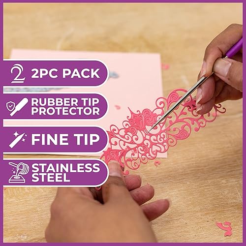 Crafter's Companion Stainless Steel Pokey Pack of 2-Rubber Tip Protectors-Essential Tools for Craft Kit, Silver, Taille Unique - Nail Gallerys