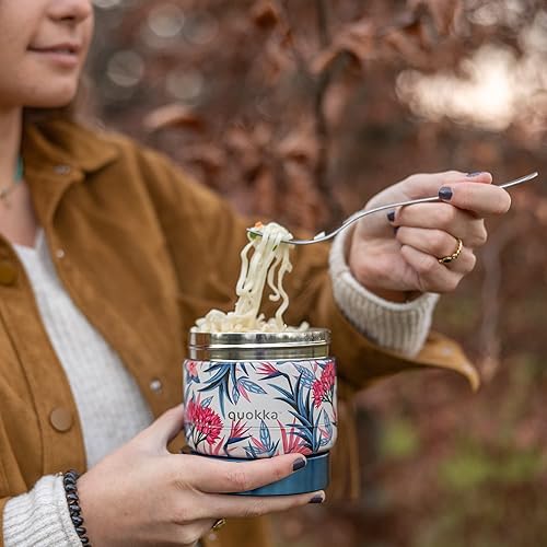 Quokka WHIM BLUE GARDEN | CONTENANT THERMIQUE EN ACIER INOXYDABLE POUR ALIMENTS 369 ML - Nail Gallerys