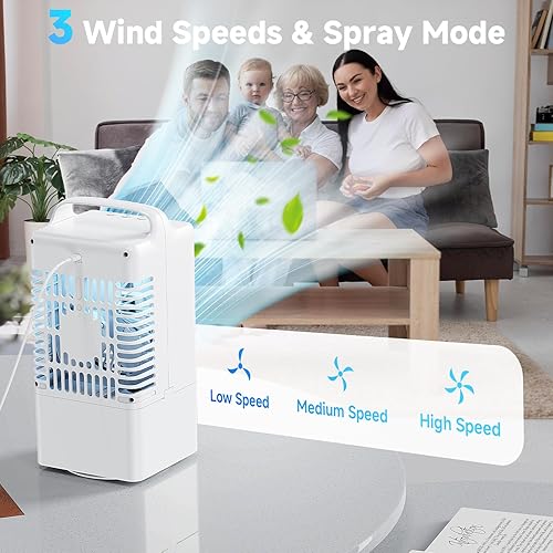 Climatiseur Mobile,Rafraîchisseur d'air Portable Silencieux,4 en 1 Mini Climatiseur Portable avec 90° Oscillation,Modes de Brume,3 Vitesses, Minuterie de 4H,Réservoir 900ml pour Chambre Bureau Cuisine - Nail Gallerys