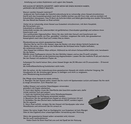 Kazan Chaudron en fonte 10 l, casserole Kazan en fonte, pot en fonte, 10 l, 10 l - Nail Gallerys