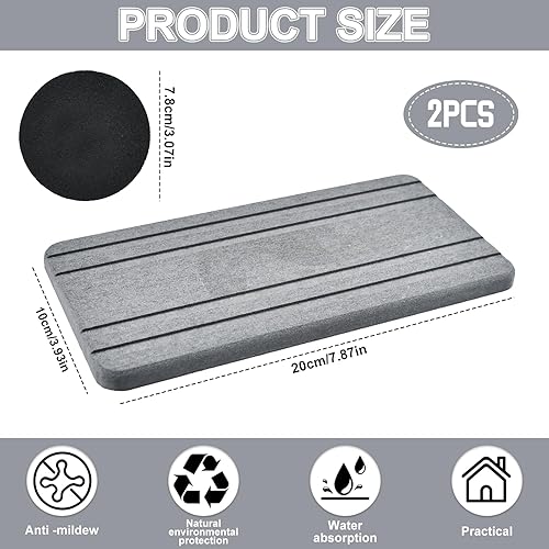 YBCCBY 2PCS Plateau en Pierre Absorbant l'eau pour Evier, Pierre Diatomite Evier Porte Savon en Diatomite Dessous de Verre Diatomite Plateau Pierre Absorbante Evier pour Salle De Bain, Cuisine, Tasses - Nail Gallerys
