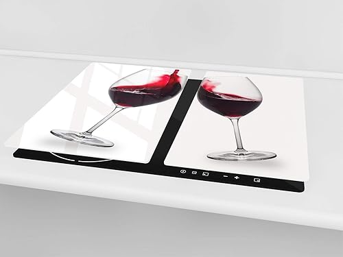 Planche de cuisine en VERRE trempé – Planche à découper en verre – Couvre-plaques de cuisson – UNE PIÈCE (60x52 cm) ou DEUX PIÈCES (30x52 cm chacune);D04 Série Boissons: Vin 14 - Nail Gallerys