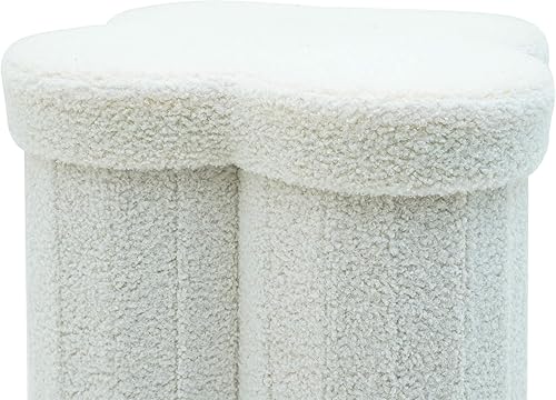Rebecca Mobili Pouf pour Chambre d'enfant, Pouf de Rangement, Blanc, Tissu Polyester MDF, en Forme de Nuage, avec Couvercle, Pliable - Dimensions HxLxP: 40 x 40 x 40 cm - Art. RE7063 - Nail Gallerys