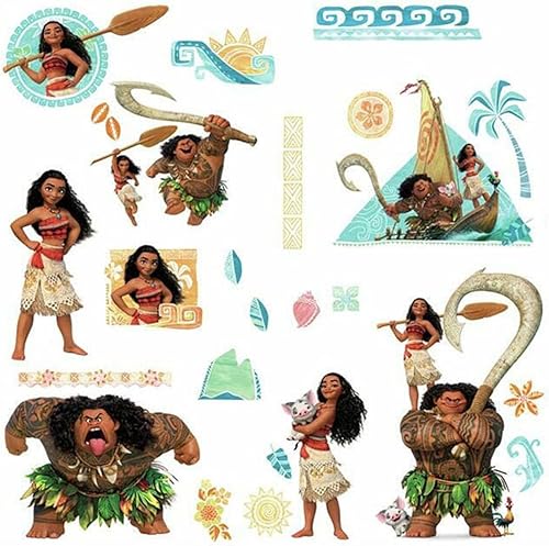 Stickers Repositionnables Vaiana, 5.08 cm x 3.048 cm to 22.352 cm x 35.814 cm, Marron - Nail Gallerys