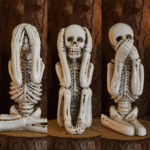 Moaobooh Sculptures Squelettes, Statue de Tête de Mort Figurine pour la Maison, Décoration de Crâne Halloween Outils de Maquillage Résine - Nail Gallerys