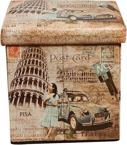 Biscottini Pouf de rangement en similicuir 33 x 33 x 33 cm | Boîte à objets avec couvercle | Cube récipient | Pouf de rangement pliable - Nail Gallerys