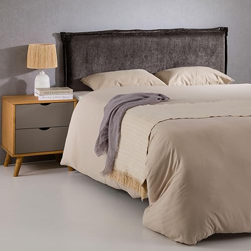 IDIMEX Tête de lit OVIO 160 rembourrée, en Tissu Polyester pour lit 160 cm, sur Pieds en Bois, Gris - Nail Gallerys