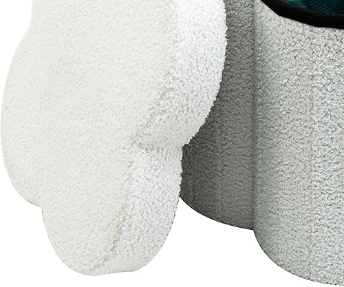 Rebecca Mobili Pouf pour Chambre d'enfant, Pouf de Rangement, Blanc, Tissu Polyester MDF, en Forme de Nuage, avec Couvercle, Pliable - Dimensions HxLxP: 40 x 40 x 40 cm - Art. RE7063 - Nail Gallerys