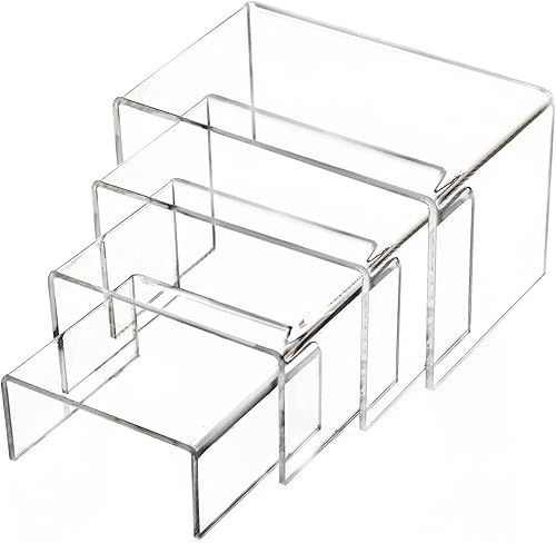 ONEINHE Lot de 4 présentoirs en acrylique pour figurines, cupcakes, desserts, bijoux, présentoirs, claire - Nail Gallerys