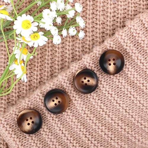 Lot de 50 boutons à coudre ronds en résine soufflée foncée - 4 trous - 4 tailles - Pour vêtements, travaux manuels, costumes, manteaux, couture, loisirs créatifs - Nail Gallerys