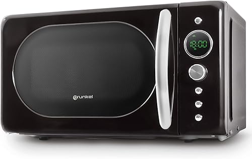 Grunkel - Micro-ondes de 20 l de capacité avec design vintage et 5 niveaux de puissance. Fonction de dégivrage et minuterie - 700 W - Noir (Digital) - Nail Gallerys