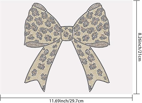 SUPERDANT Strass Thermocollant Nœud Imprimé Léopard Strass Thermocollant Sur Transfert Applique Bricolage Patch Thermocollant Léopard Paillettes Strass Motif Décoration 29.7x21cm - Nail Gallerys