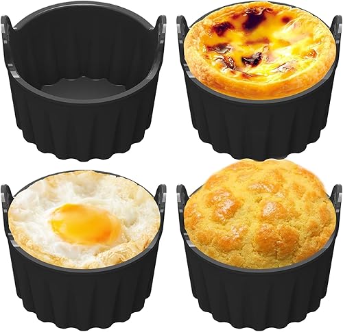 PIWOSGOL Moule Silicone Air Fryer, 4 Pièces Plat Pour Friteuse Sans Huile Moule Pour Gâteau Au Four Moule à Tarte Aux Oeufs, Moule Air Fryer RéUtilisable Plat pour Air Fryer, Air friteuse Accessoires - Nail Gallerys
