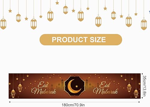 Chemin de Table Eid Ramadan Mubarak,Nappe de l'Aïd 70.9 x 13.8 inch,Nappe Eid Ramadan Mosque Moon Lantern Pattern,Nappe De Ramadan Musulman,Décoration De Fête Islamique (Moons) - Nail Gallerys