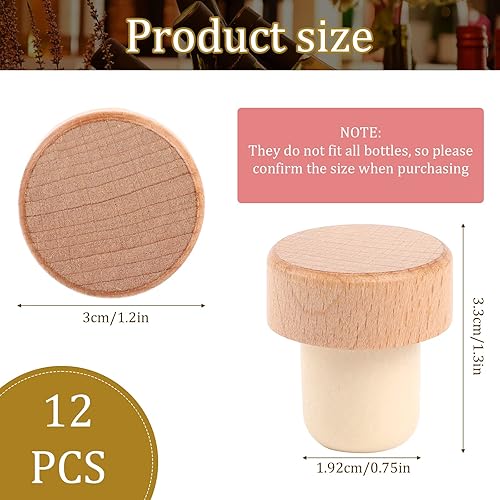 Lot de 12 bouchons en liège, bouchons en bois, bouchons à vin, bouchons en forme de T, bouchons à vin, bouchons à vin, bouchons, bouchons en liège pour bouteilles de vin - Nail Gallerys