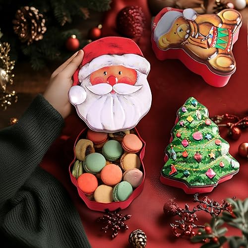 BELLE VOUS Boîtes à Biscuits de Noël en Métal - Boîte à Biscuit en Metal avec Couvercle pour Cadeaux - Boite a Gateau de Noel (Forme pull) - Nail Gallerys