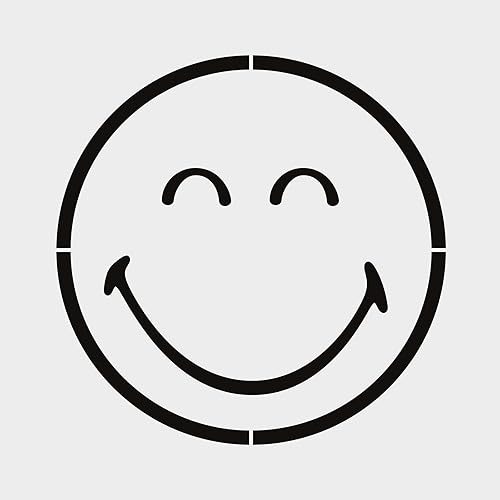Aladine - Pochoir Smiley 30 x 30 cm - Pochoir pour Décoration Toutes Surfaces - Pochoir Feutres, Peinture, Airbrush - Dessin Smiley - 81240 - Nail Gallerys