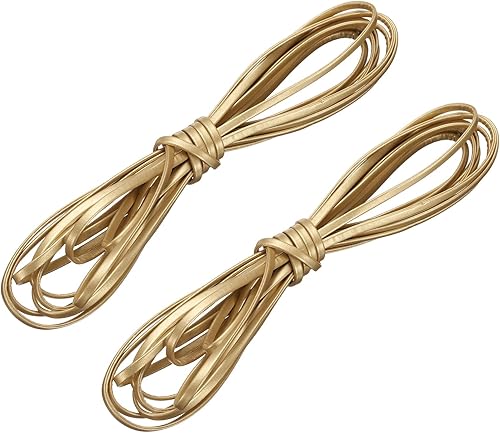 sourcing map Lot de 2 paquets de cordons plats en cuir, 5 mm, pour travaux manuels, dorés - Nail Gallerys