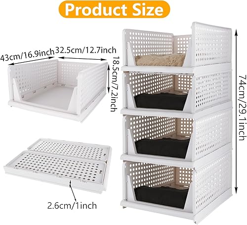 WOPPLXY Lot de 4 Organisateur Armoire Vetement, Rangement Armoire Vetement Blanc, Boite Rangement Vetements en Plastique pour le Salon, la Chambre à Coucher, la Salle de Bain - Nail Gallerys