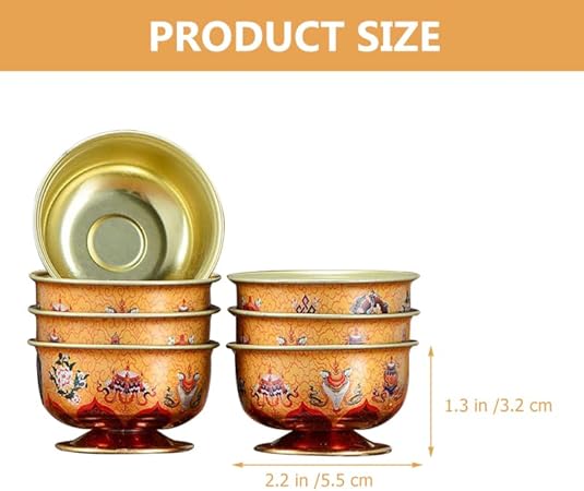 MAGICLULU 7pièces Bol Offrande Pour Eau Récipient De Culte Bouddhiste Coupe Sacrée Décorative Pour Temple Bol Eau Pour Offrandes Accessoire De Culte Bouddhiste Pour Rituels Religieux - Nail Gallerys