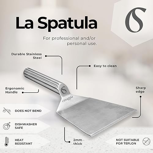 Cussaggia Spatule Plancha Accessoire Barbecue Gaz - Smash Burger - Ustensiles De Cuisine Inox - Accessoires Brasero Grille Exterieur - Spatules Metal Pour Planche Rectangulaire Hamburger Steak - Nail Gallerys