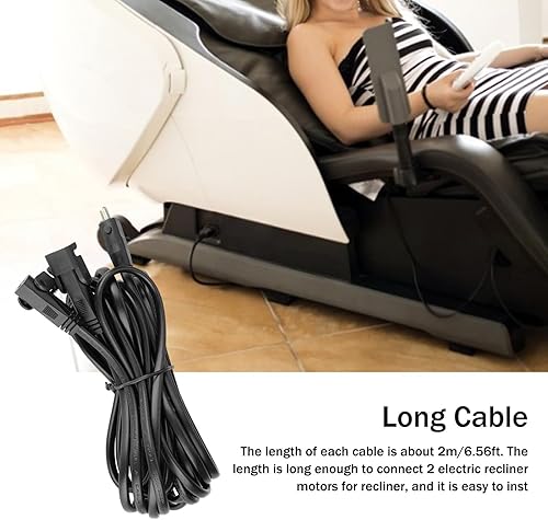 Cordon de canapé inclinable - Câble inclinable Multi-Usage 1 à 2 | Cordon inclinable électrique Noir Long pour Meubles de Maison, de dortoir et de Studio, idéal pour Un Confort inclinable prolongé - Nail Gallerys