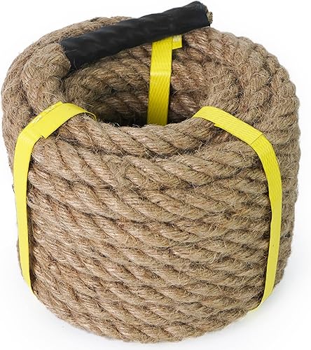 Aoneky Corde en Jute 14/16/ 20/25/ 30/40/50mm, 8/15/30M Corde en Chanvre Torsadée Épaisse en Fibres Naturelles pour Jardin Décoration, Grimper Sport DIY (15M 40mm) - Nail Gallerys