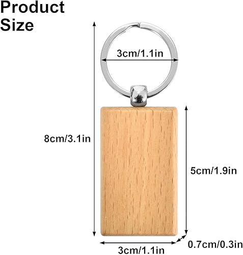 Porte-Clés Bricolage Vierge Porte Clés en Bois Brut, Personnalisé Naturel Étiquettes en Bois Porte-Clés avec Anneau pour Clés Femmes Hommes DIY Bricolage Cadeau, 12 Pièces (B) - Nail Gallerys