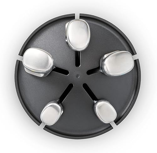 Joseph Joseph Elevate - Ensemble carrousel de couteaux en acier de 5 pièces avec bloc de couteaux rotatif en acier inoxydable, lames japonaises en acier inoxydable, base antidérapante - Nail Gallerys