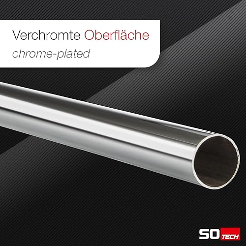 SOTECH 2 pièces Barre d'armoire 1500 mm RONDE Ø 25 mm chromée avec 4 supports de barre Barre de penderie - Nail Gallerys