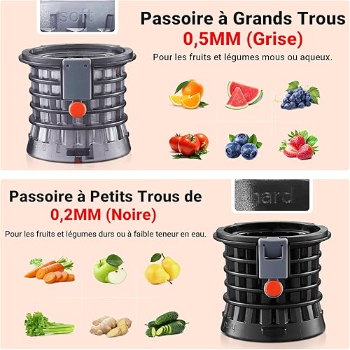 Extracteur de jus de fruits et légumes-AOBOSI 250W extracteur de jus-1.2L Centrifugeuse extracteur de jus avec un alésage de 103MM et une vis sans fin à 8 étapes-2 filtres et 2 brevets Juicer, Noir. - Nail Gallerys
