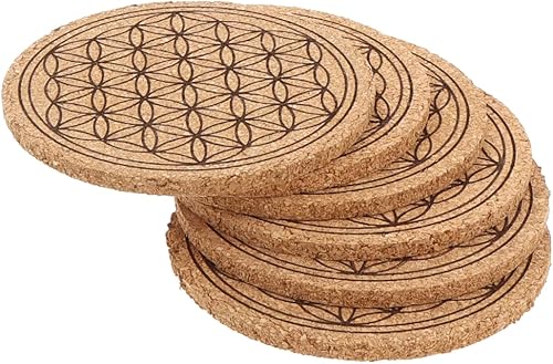 Spruchreif Premium QUALITÄT 100% Emotional - sous-Verre en liège Fleur de Vie - Ensemble sous-Verre 6 - sous-Verre en Verre Fleur de Vie - Symbole Spirituel - Cadeaux ésotérisme - Nail Gallerys