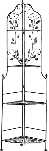 Étagère Angle Extérieur et Intérieur pour Plantes Noire 4 Niveaux Rangement pour Jardin ou Salle de Bain Traditionnelle et Romantique Beliani - Nail Gallerys