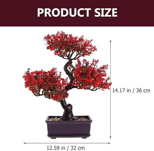 PRETYZOOM Arbre bonsaï artificiel en pot, plantes fausses en plastique, décorations zen pour table, bureau, salon, jardin, cèdre japonais rouge, 36 x 30 x 10 cm - Nail Gallerys