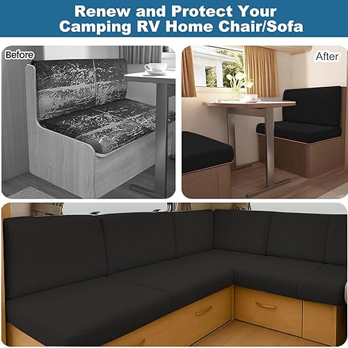 ZGDDPZA Housse de Coussin Extensible pour Caravane imperméable en Jacquard avec 2 Sangles élastiques pour Banc de Camping-Car, Banquette, dinette, Multi‑Tailles (Beige,L130-160cm W 40-65cm) - Nail Gallerys