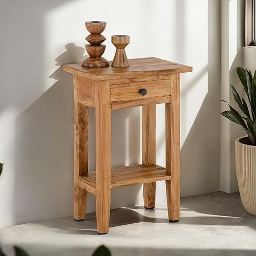 IDIMEX Table d'appoint BOSSONS H 51 cm en Acajou de Coloris Rustique, Petit Meuble avec 1 tiroir et 1 étagère, idéal pour décorer Votre Salon, Couloir ou Chambre - Nail Gallerys